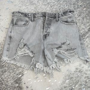 Light Wash Ripped & Distressed Jean Shorts